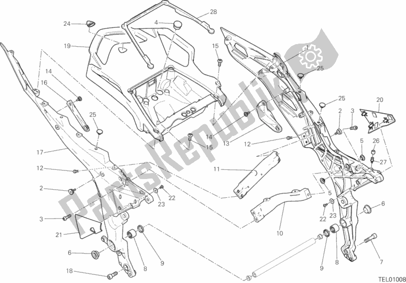 Tutte le parti per il Telaio Posteriore Comp. Del Ducati Multistrada 950 SW Thailand 2018